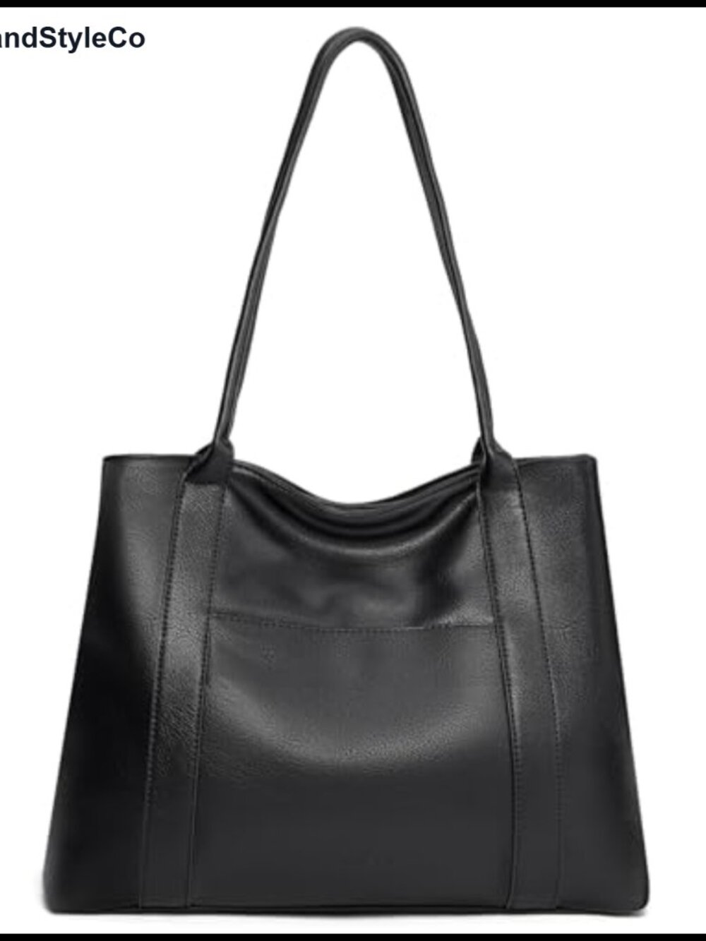 Large Vegan Leather Tote Bag with Zipper Shoulder Handbag for Work Travel
